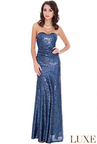 Goddiva Long Sequin Strapless Sweetheart Evening Maxi Party Dress With Straps 2
