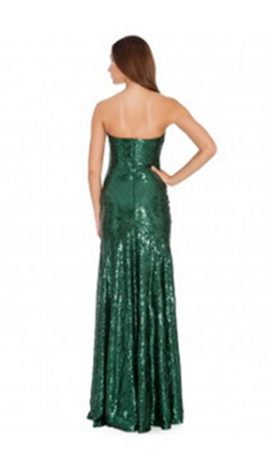 Goddiva Long Sequin Strapless Sweetheart Evening Maxi Party Dress With Straps 3