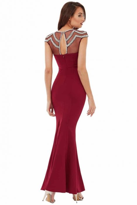 Goddiva Embellished Fishtail Maxi Dress 1