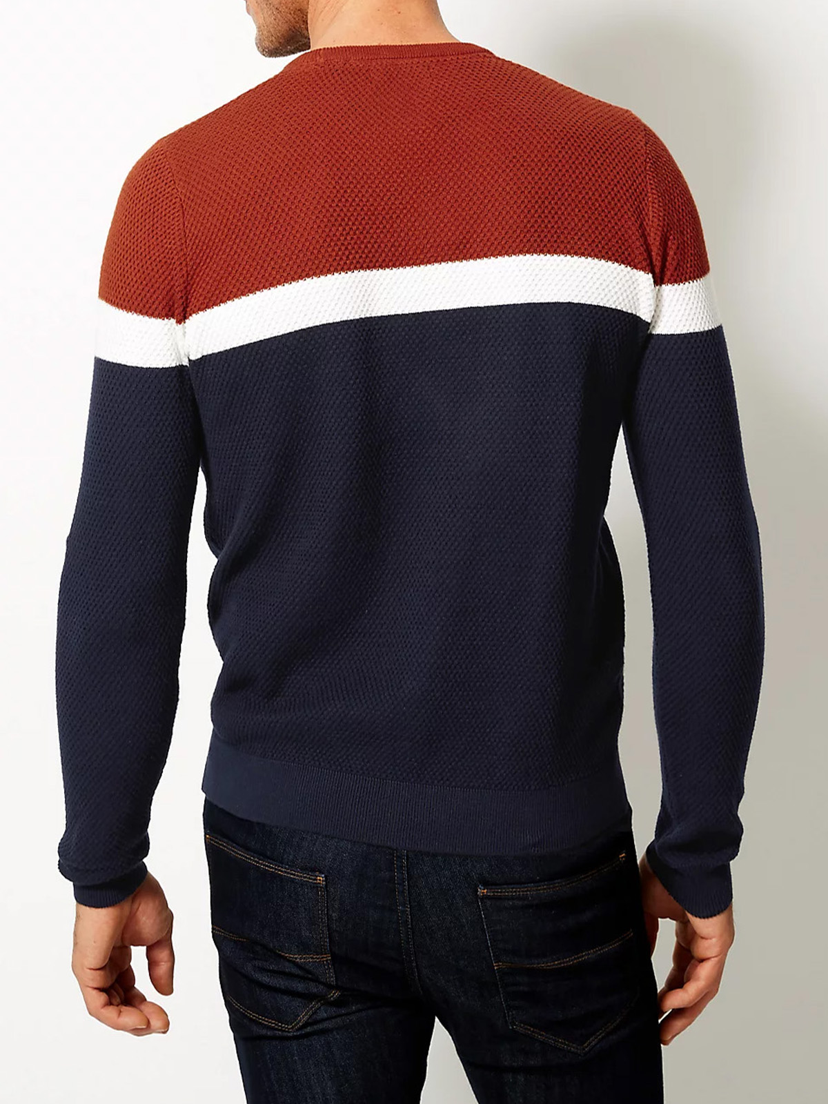 M&S Limited Mens RED MIX Pure Cotton Jumper - Tiqqette Collection