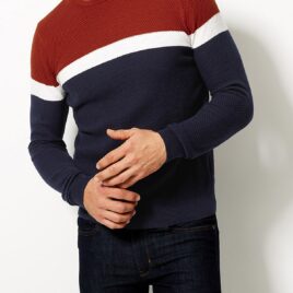 M&S Limited Mens RED MIX Pure Cotton Jumper